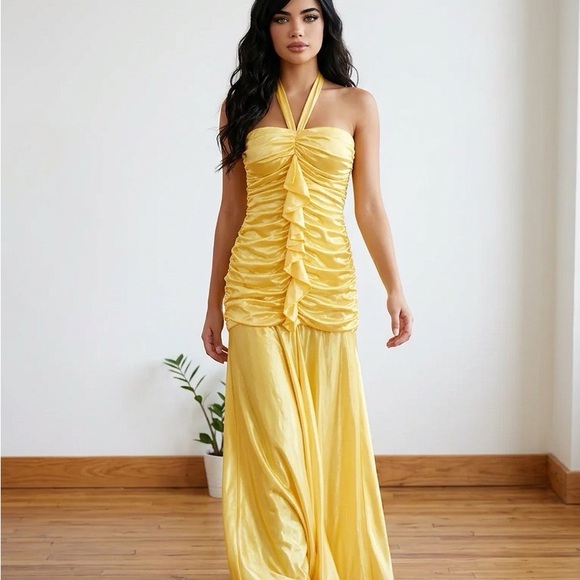 B Darlin Dresses & Skirts - B. Darlin Daffodil Colored Sz 3/4 Ruched Formal Dress